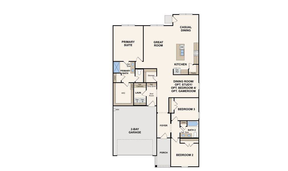 2D floor plan layout for the Davis by Century Communities in Caney Mills, Conroe, TX (Image 2).