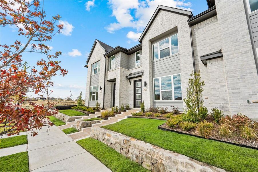 Front exterior of a new home in Talia, Mesquite, TX, highlighting curb appeal (Image 18).