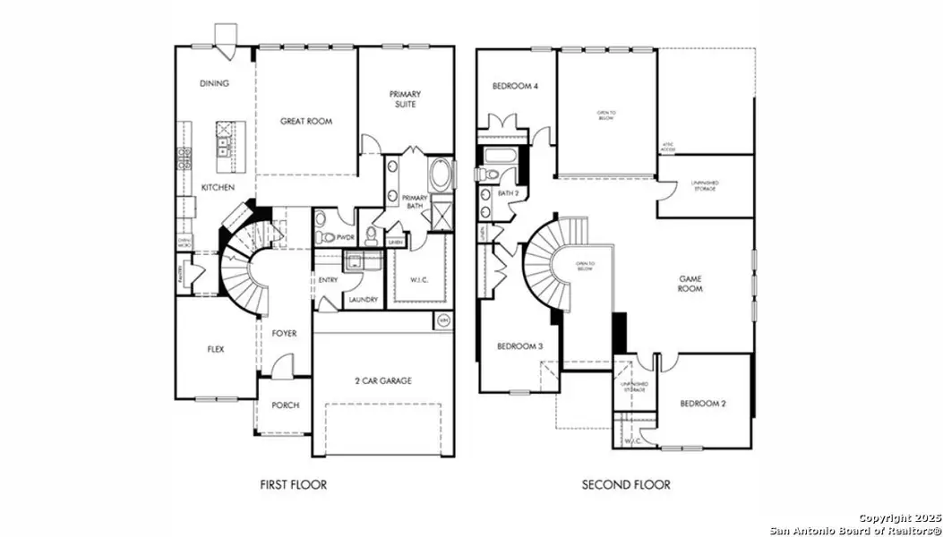 2D floor plan layout of this home in Carmel Ranch, Schertz, TX (Image 5).