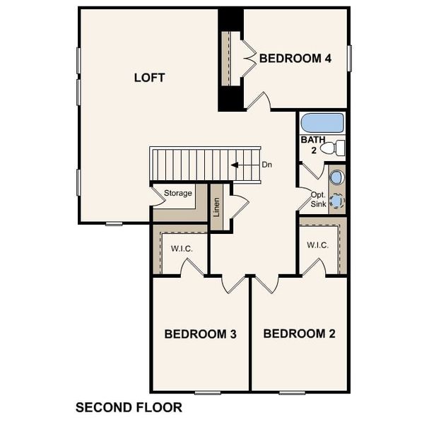2D floor plan layout for the Jade by Century Communities in Eastwood at Sonterra, Jarrell, TX (Image 4).