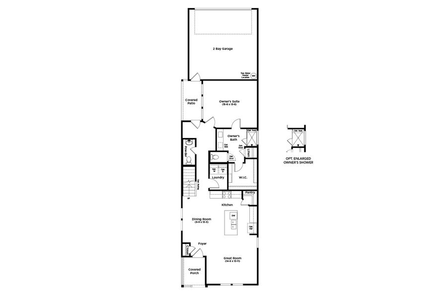 2D floor plan layout for the White Rock by DRB Homes in Spring Creek, Taylor, TX (Image 3).