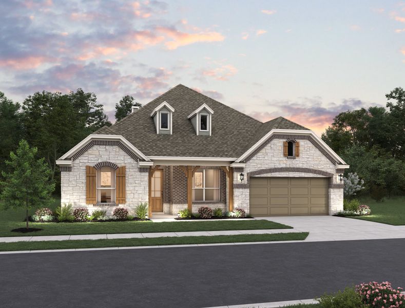 Representative exterior photo of a completed home built from the Carmen by Ashton Woods in Sunday Creek at Kinder Ranch, San Antonio, TX (Image 14).