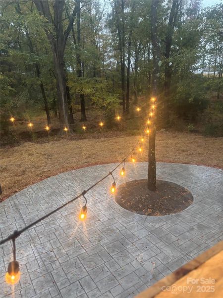 Stamped concrete patio lighted Stamped concrete patio lighted