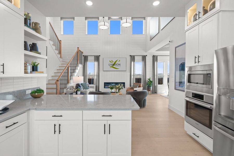Representative furnished interior of a home built from the Calero by Landon Homes in Fields - East Village, Frisco (Image 13). Representative furnished interior of a home built from the Calero by Landon Homes in Fields - East Village, Frisco (Image 13).
