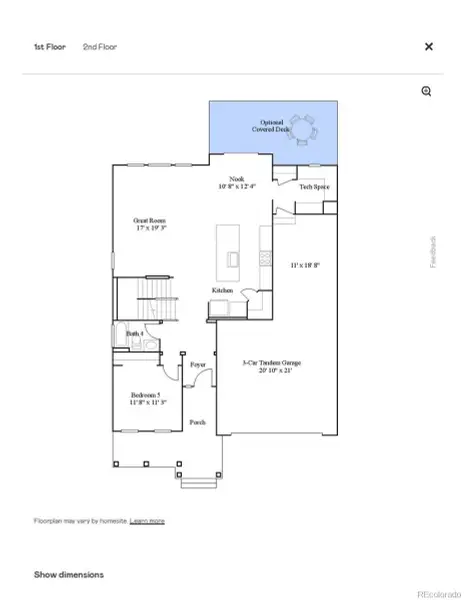 2D floor plan layout of this home in Red Rocks Ranch, Morrison, CO (Image 3).