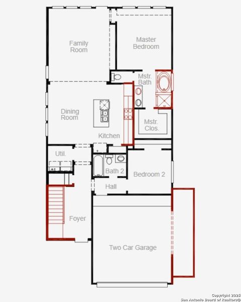 2D floor plan layout of this home in Veramendi, New Braunfels, TX (Image 2).