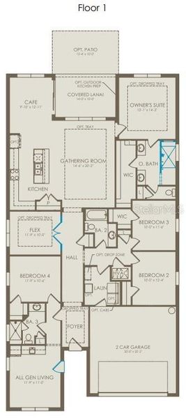 2D floor plan layout of this home in Bridgewalk, St. Cloud, FL (Image 4). 2D floor plan layout of this home in Bridgewalk, St. Cloud, FL (Image 4).