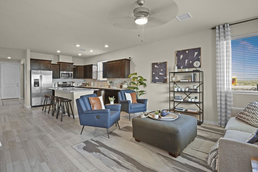 Representative furnished interior of a home built from the Red Yucca by View Homes in Campo Del Sol, El Paso (Image 3). Representative furnished interior of a home built from the Red Yucca by View Homes in Campo Del Sol, El Paso (Image 3).