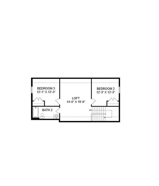 2D floor plan layout for the Woodford by Keystone Custom Homes in Windermere Farms, Waxhaw, NC (Image 4).