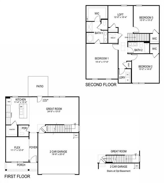 2D floor plan layout of this home in Oakleigh Glen, Dallas, GA (Image 2).