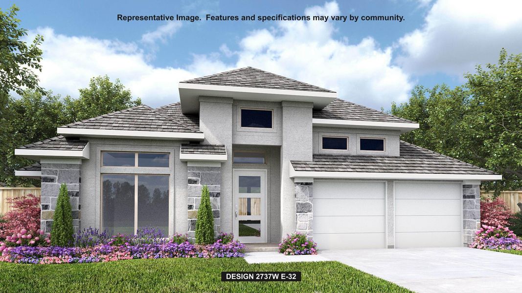 Front exterior of a new home in Cross Creek West, Fulshear, TX, highlighting curb appeal (Image 1). Front exterior of a new home in Cross Creek West, Fulshear, TX, highlighting curb appeal (Image 1).