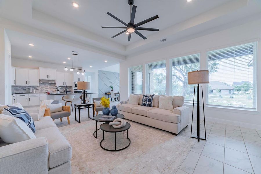 Furnished interior view inside a new home in Spicewood Trails, Spicewood (Image 8). Furnished interior view inside a new home in Spicewood Trails, Spicewood (Image 8).