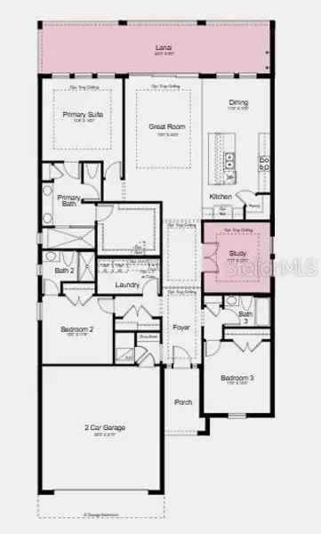 2D floor plan layout of this home in Esplanade at Coasterra, Palmetto, FL (Image 5).