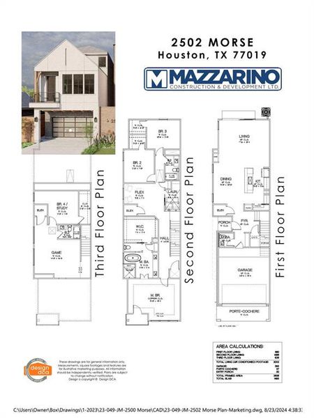 Please be aware that these plans are the property of the architect/builder designer that designed them not DUX Realty, Mazzarino Construction or 2500 MORSE LLC and are protected from reproduction and sharing under copyright law. These drawing are for general information only. Measurements, square footages and features are for illustrative marketing purposes. All information should be independently verified. Plans are subject to change without notification.