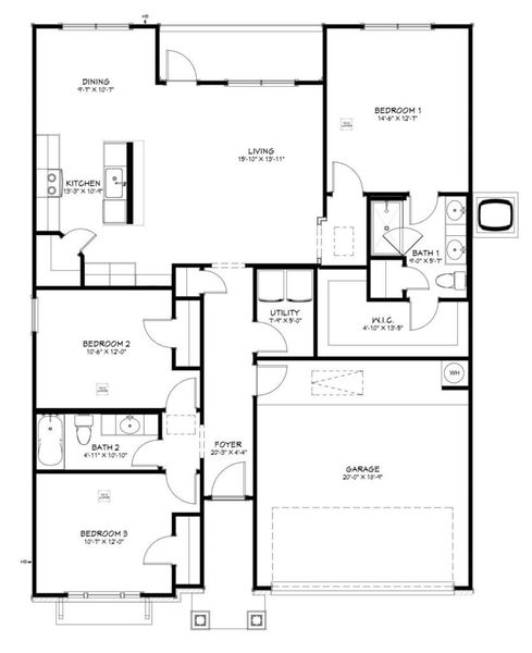 2D floor plan layout of this home in Ridge at Knob Creek Single Family, Temple, TX (Image 3). 2D floor plan layout of this home in Ridge at Knob Creek Single Family, Temple, TX (Image 3).