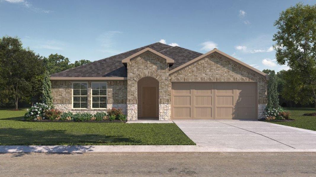 Representative exterior photo of a completed home built from the The Texas Cali by D.R. Horton in Abbey Glen, Lubbock, TX (Image 20).