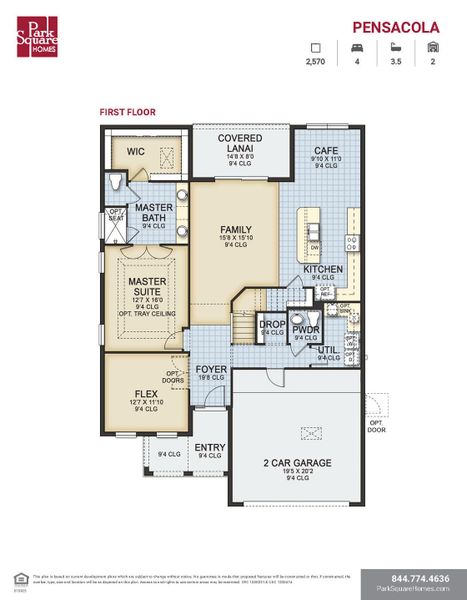 2D floor plan layout for the Pensacola by Park Square Residential in Summerbrooke, Mount Dora, FL (Image 3). 2D floor plan layout for the Pensacola by Park Square Residential in Summerbrooke, Mount Dora, FL (Image 3).
