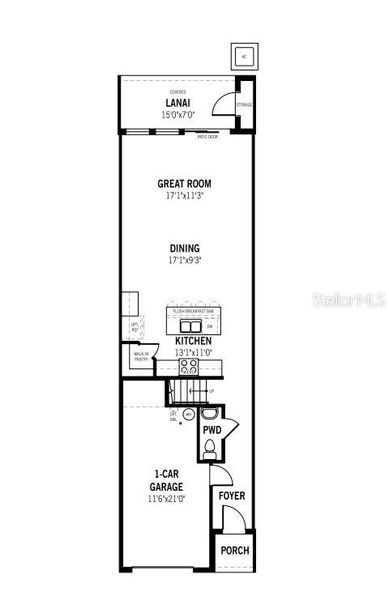 2D floor plan layout of this home in Crosswind Ranch, Parrish, FL (Image 3).