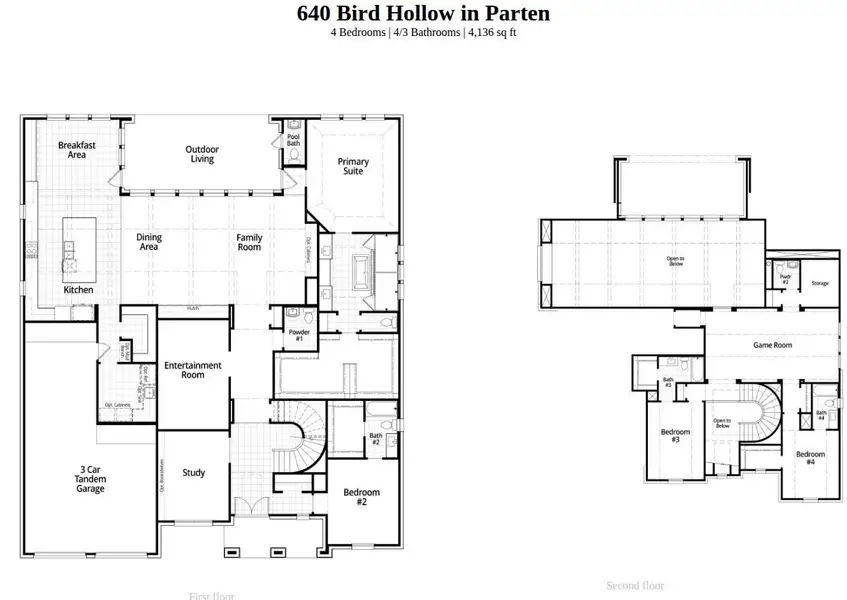 2D floor plan layout of this home in Parten: 75ft. lots, Austin, TX (Image 2).