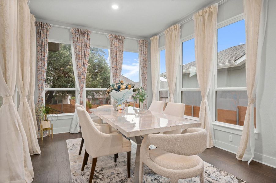 Furnished interior view inside a new home in Bluffview 50s, Leander (Image 9). Furnished interior view inside a new home in Bluffview 50s, Leander (Image 9).