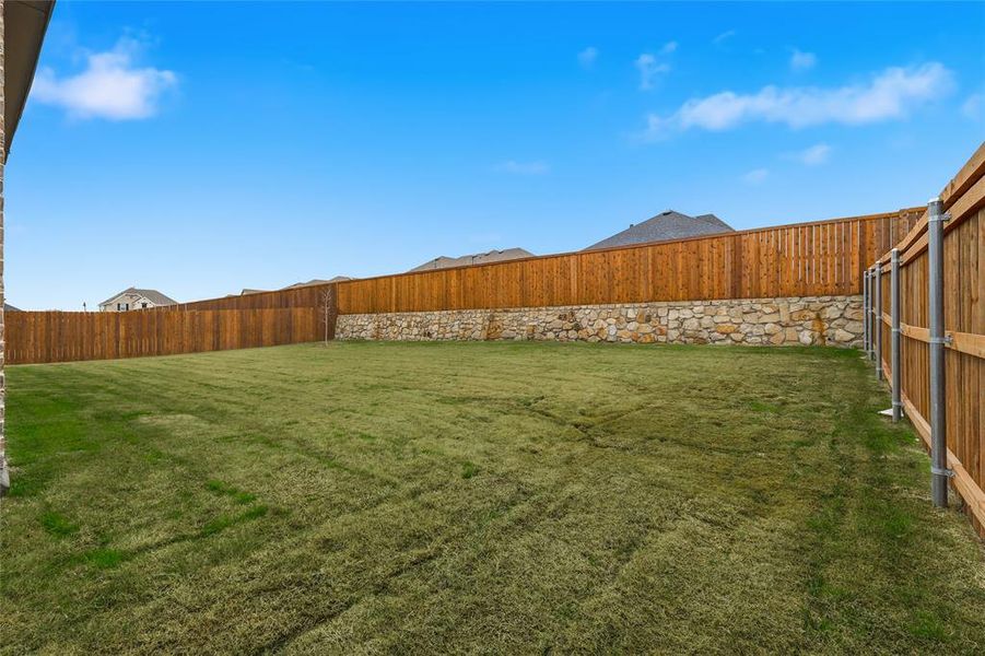 View of fenced backyard