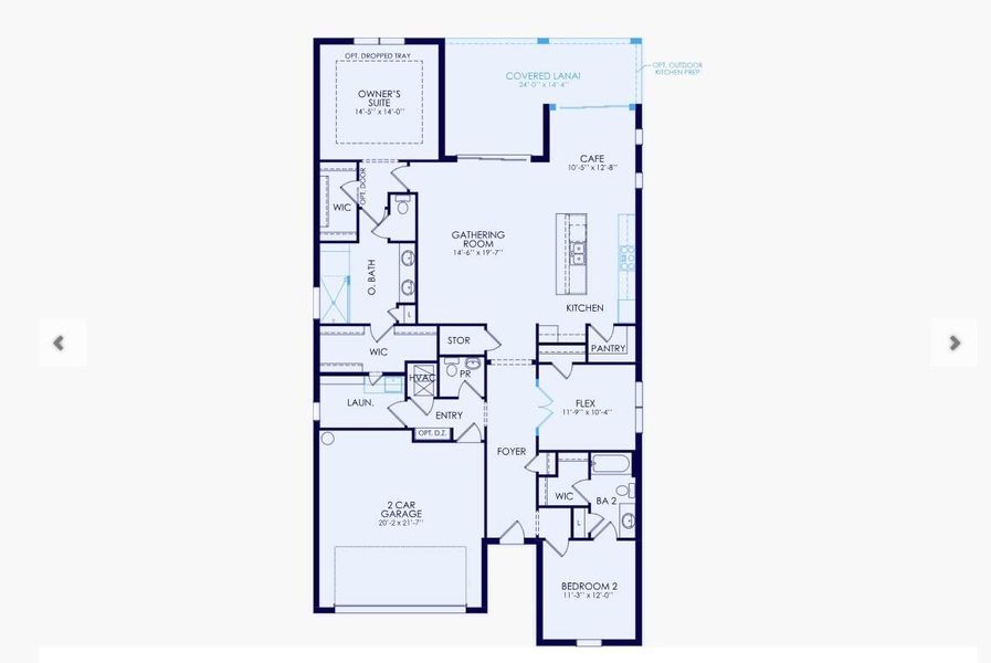 2D floor plan layout of this home in Del Webb Tradition, Port St. Lucie, FL (Image 3).
