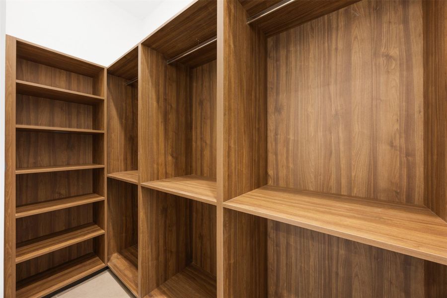 Custom designed closet with abundant organization options.