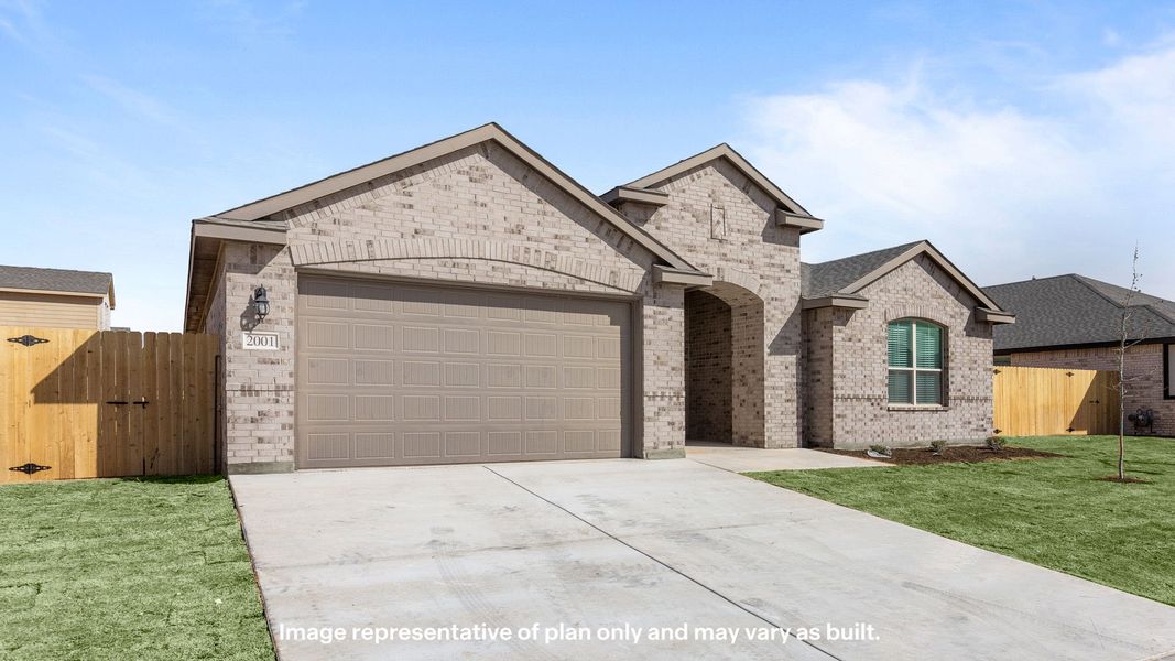 Front exterior of a new home in Homestead at Parks Bell Ranch, Odessa, TX, highlighting curb appeal (Image 19). Front exterior of a new home in Homestead at Parks Bell Ranch, Odessa, TX, highlighting curb appeal (Image 19).