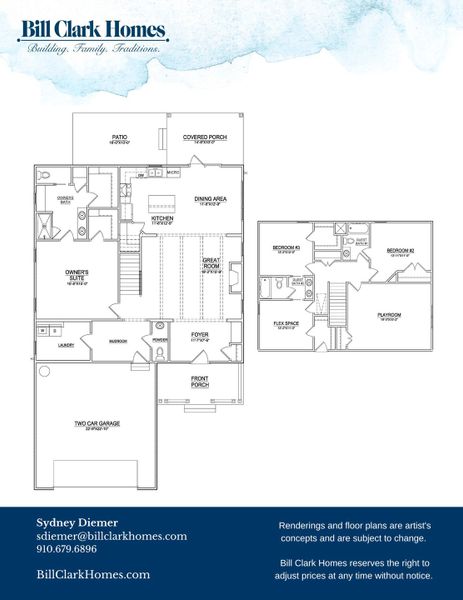 2D floor plan layout of this home in Riverside Cove, Wilmington, NC (Image 6).