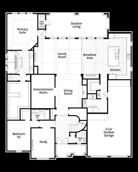 2D floor plan layout for the Ravenna by Highland Homes in Jubilee, Hockley, TX (Image 7).