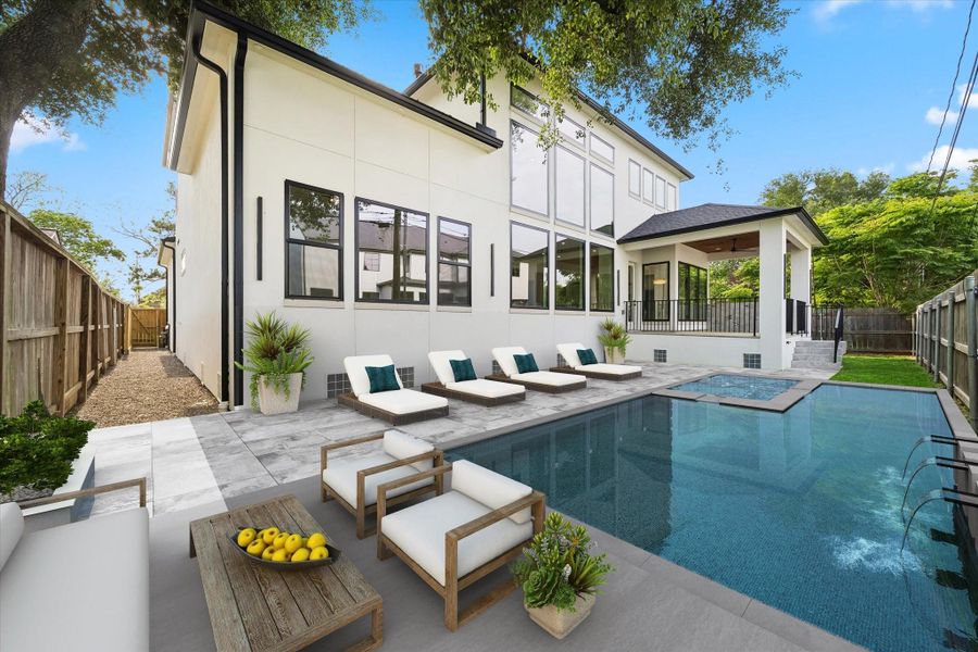 Here is a rendering that might help to visualize a pool option. Request a copy if the survey to provide to your pool builder. (virtually staged)