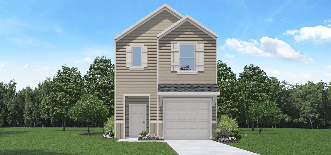 Front exterior of a new home in Legacy Park, Houston, TX, highlighting curb appeal (Image 1). Front exterior of a new home in Legacy Park, Houston, TX, highlighting curb appeal (Image 1).