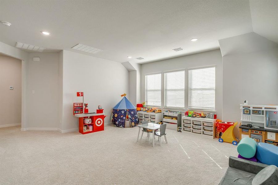 Rec room with carpet and recessed lighting Rec room with carpet and recessed lighting