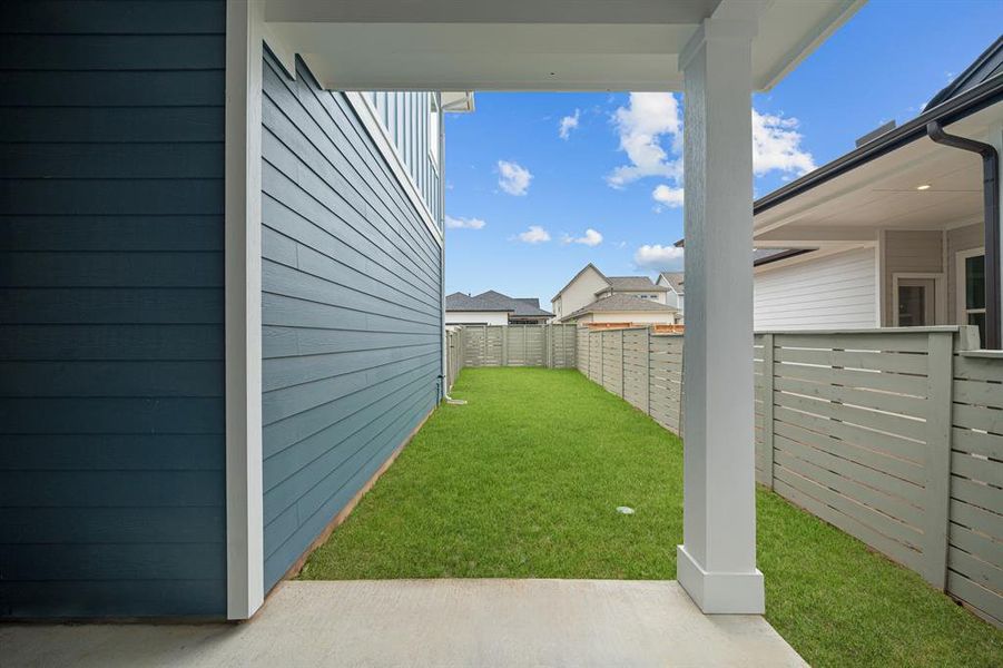 View of side yard from Covered Porch