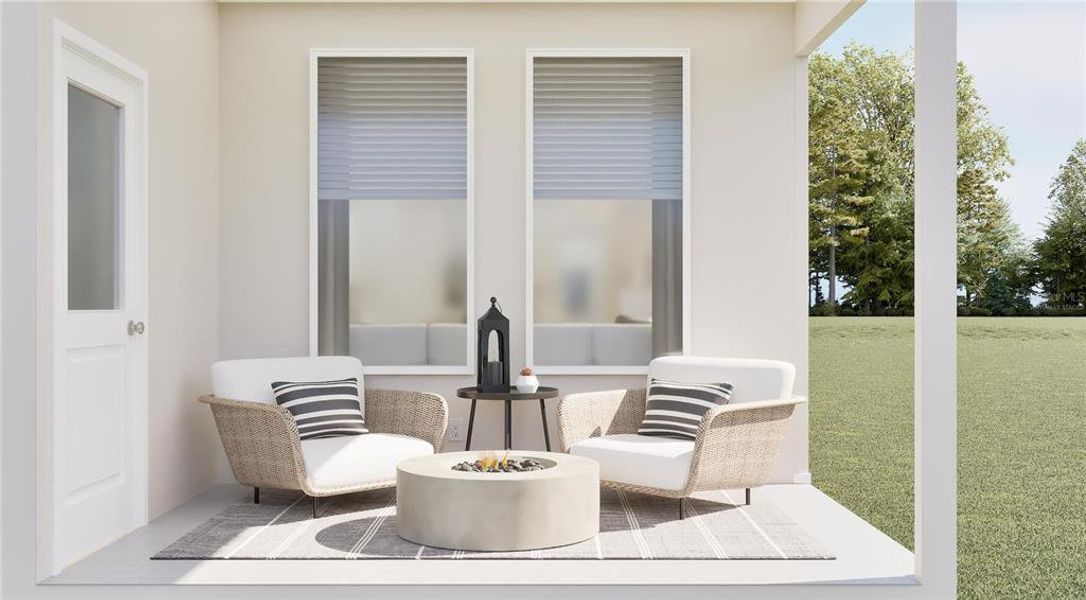 Exterior details and patio area of a home in Wellness Ridge, Clermont (Image 2).