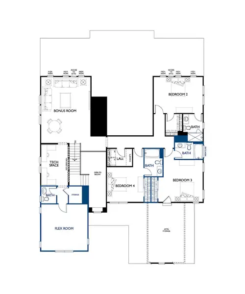 2D floor plan layout of this home in Weddington Grove, Weddington, NC (Image 5).