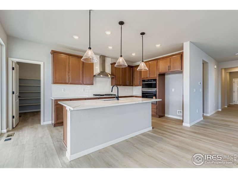 Expansive kitchen featuring a large island and abundant cabinetry for exceptional storage.