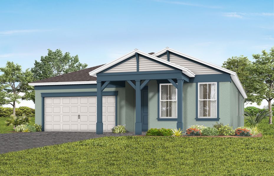 Representative exterior photo of a completed home built from the Garnet by Pulte Homes in Lakehaven Estates, Clermont, FL (Image 11). Representative exterior photo of a completed home built from the Garnet by Pulte Homes in Lakehaven Estates, Clermont, FL (Image 11).