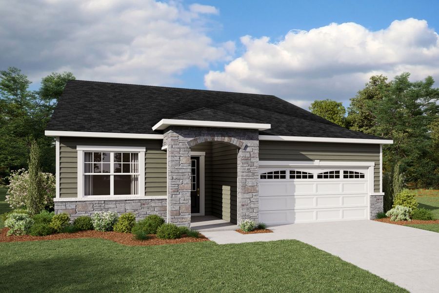 Representative exterior photo of a completed home built from the Cascades by Mattamy Homes in Vaughan Farms, Angier, NC (Image 4).