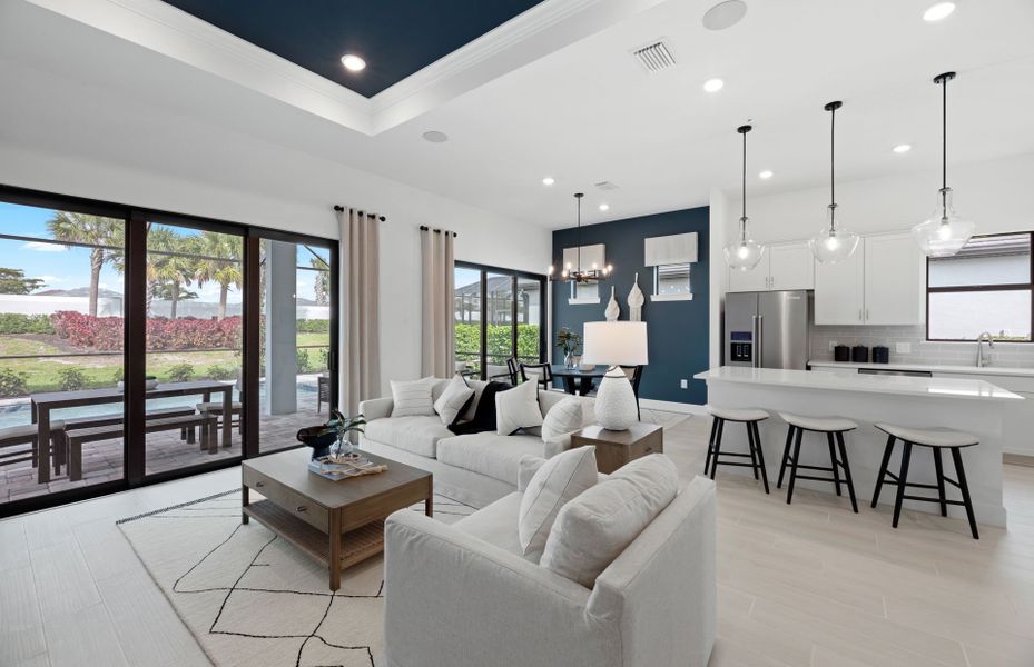 Connected kitchen, café and gathering room, perfect for entertaining