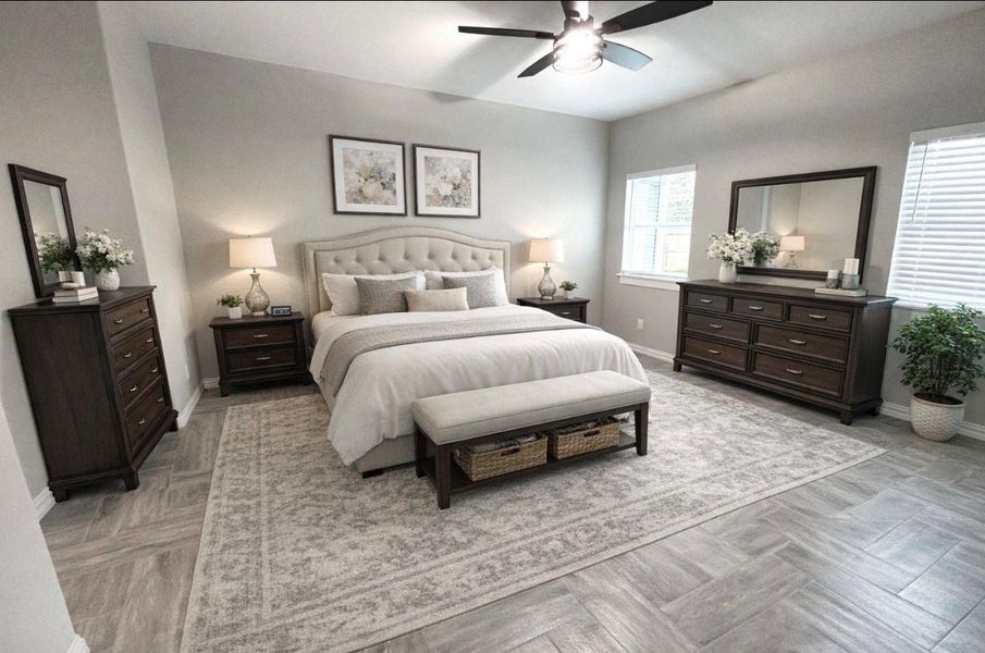 Virtually staged Primary Suite