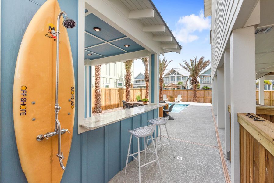 View of patio with outdoor shower View of patio with outdoor shower