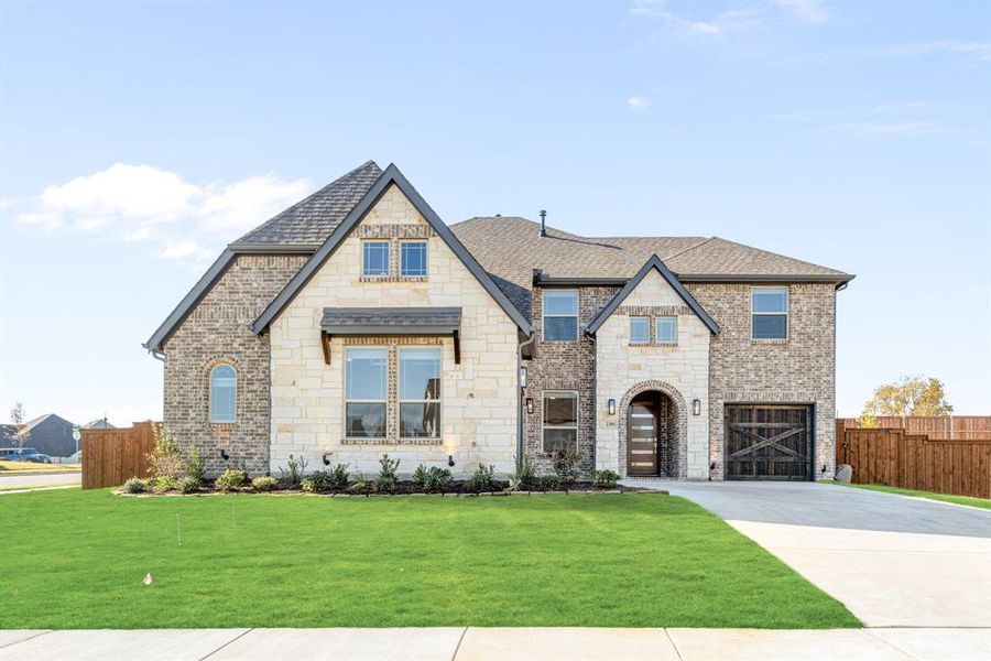 Front exterior of a new home in Rockwood 90, Mansfield, TX, highlighting curb appeal (Image 19).