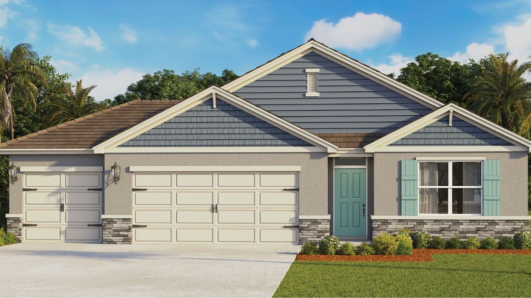 Representative exterior photo of a completed home built from the CALI by D.R. Horton in Tides Edge, Ormond Beach, FL (Image 1).