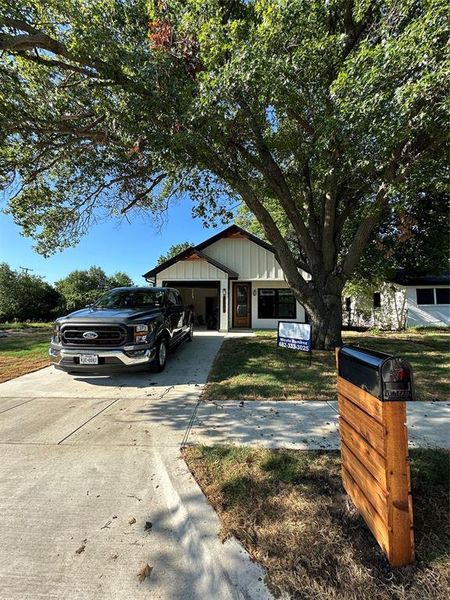 View of front of home with a garage