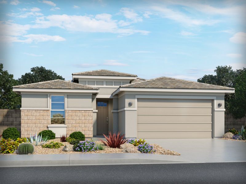 Representative exterior photo of a completed home built from the Owl by Meritage Homes in Houghton Reserve - Esplanade, Tucson, AZ (Image 2). Representative exterior photo of a completed home built from the Owl by Meritage Homes in Houghton Reserve - Esplanade, Tucson, AZ (Image 2).