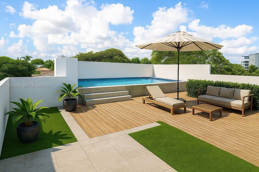 Exterior details and patio area of a home in , Miami (Image 2).