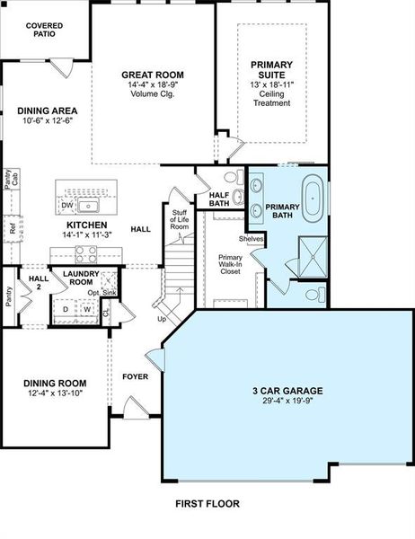 The Omaha floor plan by K. Hovnanian Homes. 1st Floor Shown. *Prices, plans, dimensions, features, specifications, materials, and availability of homes or communities are subject to change without notice or obligation.