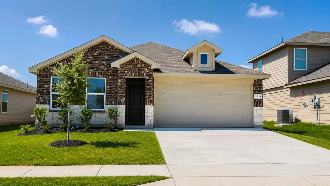 Front exterior of a new home in Longhorn Estates, Fort Worth, TX, highlighting curb appeal (Image 1). Front exterior of a new home in Longhorn Estates, Fort Worth, TX, highlighting curb appeal (Image 1).