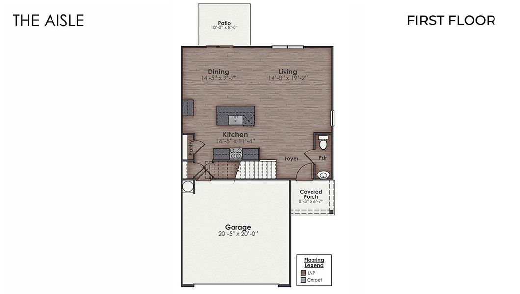 2D floor plan layout for the AISLE by D.R. Horton in Bella Point, Bolivia, NC (Image 3).